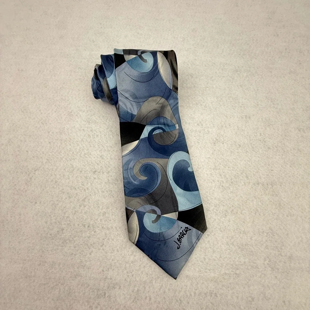 J. Garcia‎ Necktie Emerging Elephant Collection Blue Abstract Silk 3.5